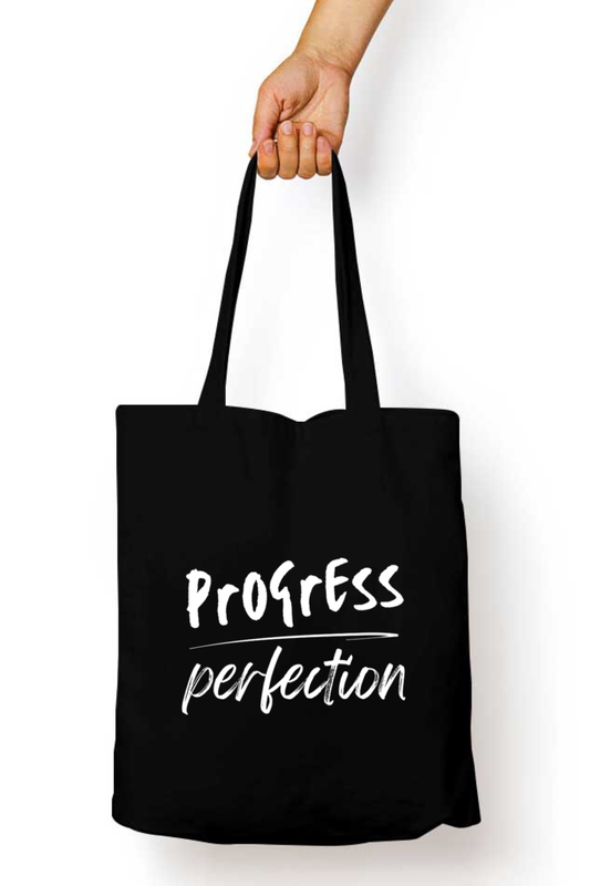 Progress over Perfection - Canvas Tote Bag with Zipper