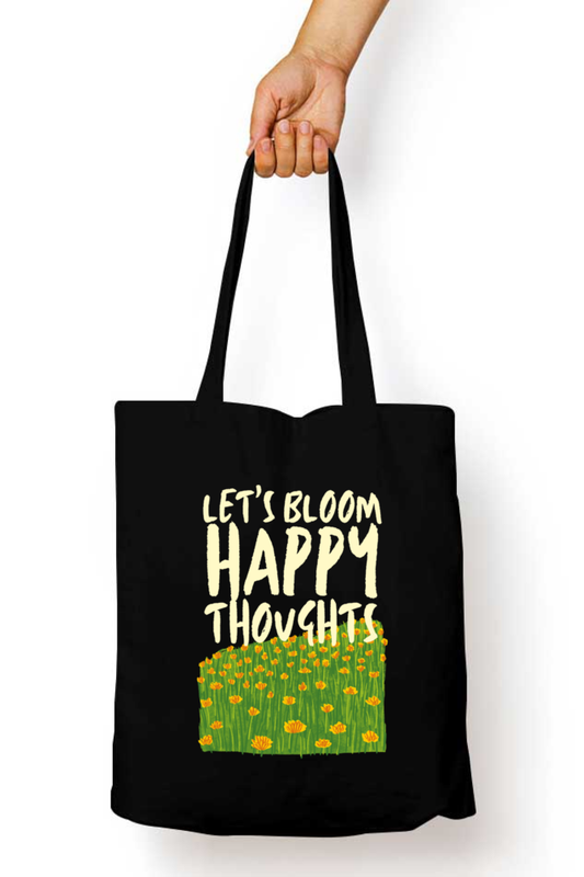 Happy Thoughts - Canvas Tote Bag with Zipper