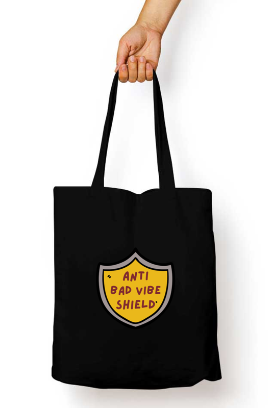 canvas tote bag - anti bad vibe shield